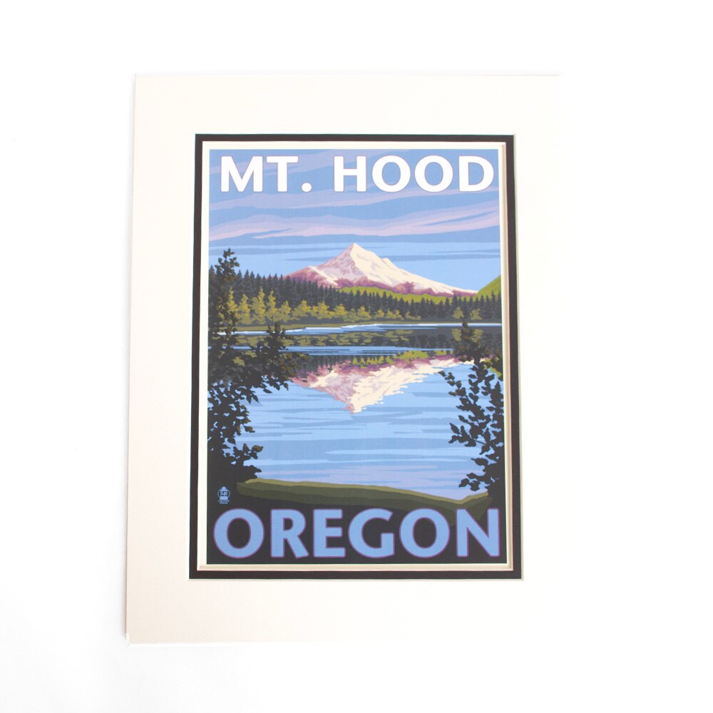 PNW/Oregon Spirit, Posters, Gifts, 11"x14", Lantern Press, Matted Print, Mount Hood, Lost Lake, 846917